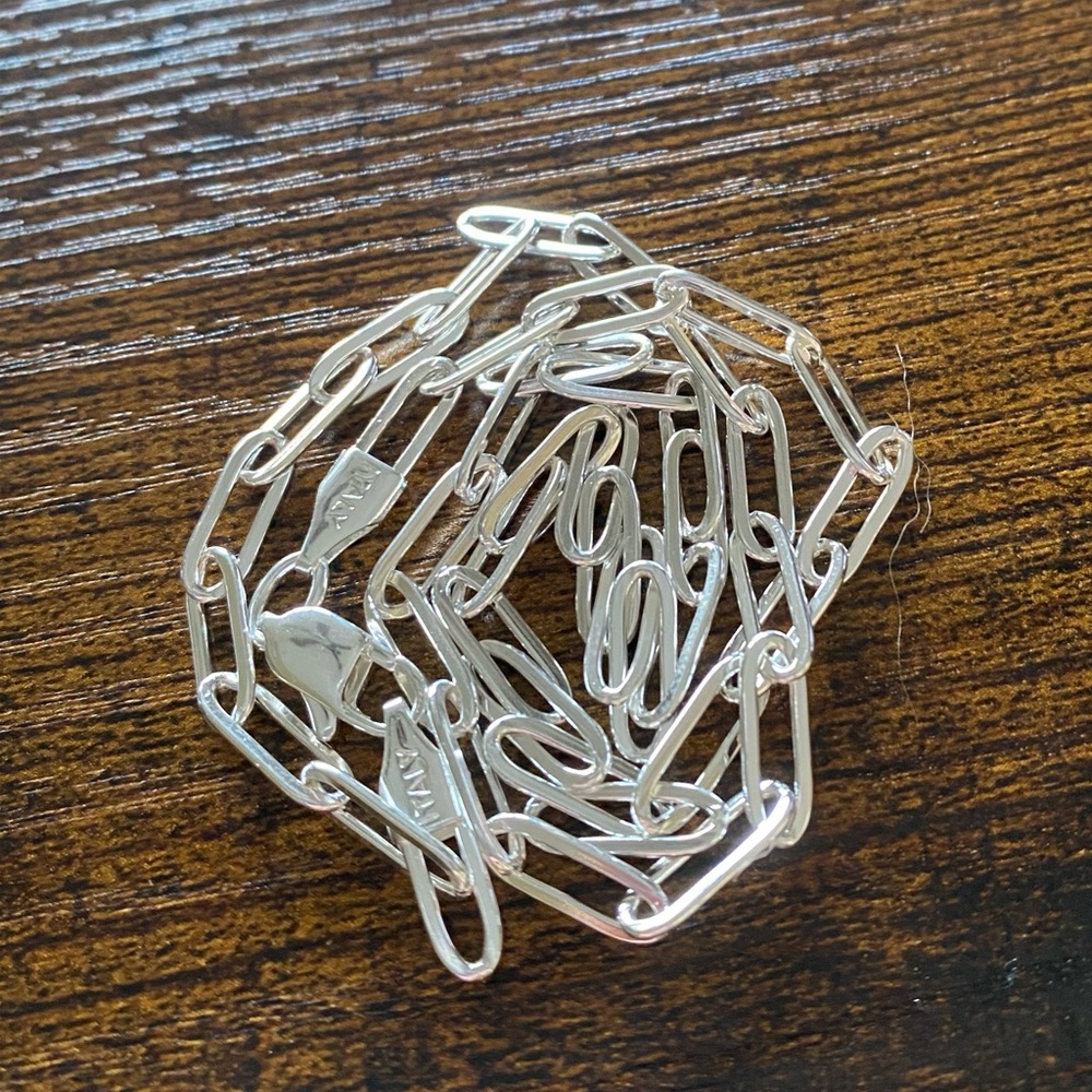925 Italian Sterling Silver 4mm, 18 inch, Paperclip Chain Necklace - Picture 7 of 8